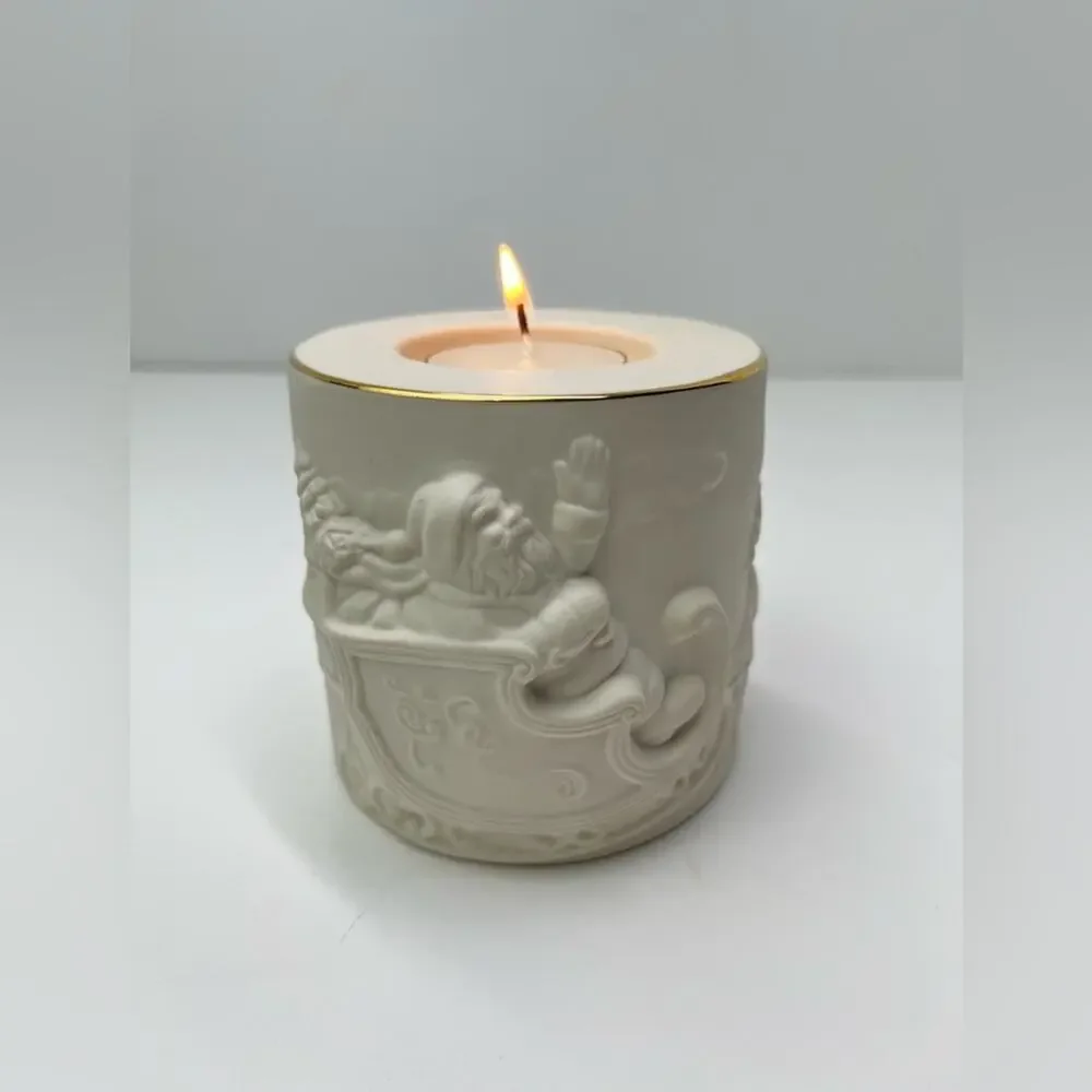 Lenox Radiant Light Votive Porcelain Santa Claus Christmas Holiday Candleholder